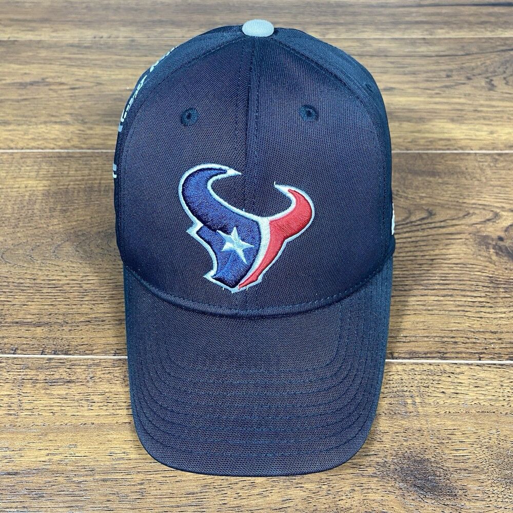 NFL HOUSTON TEXANS Hat - Bull Head Logo Vintage Reebok Fitted Black Cap Camo‎